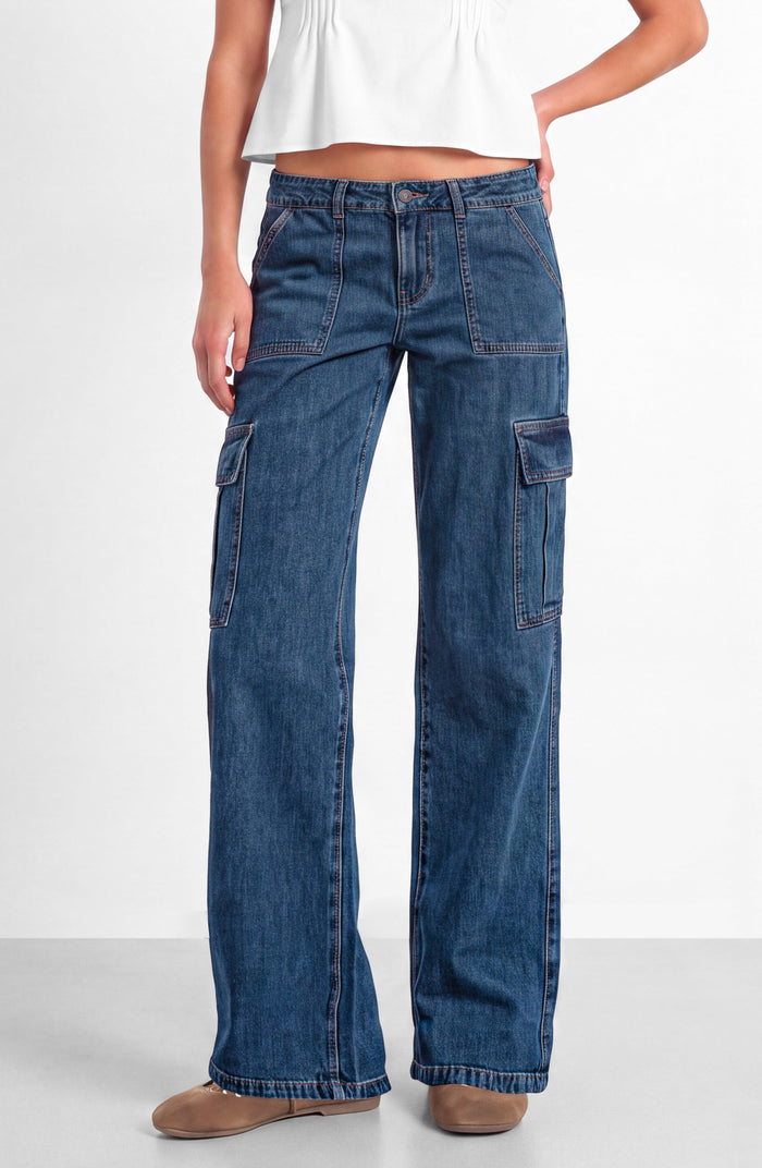 Blue Denim Cargo Pants