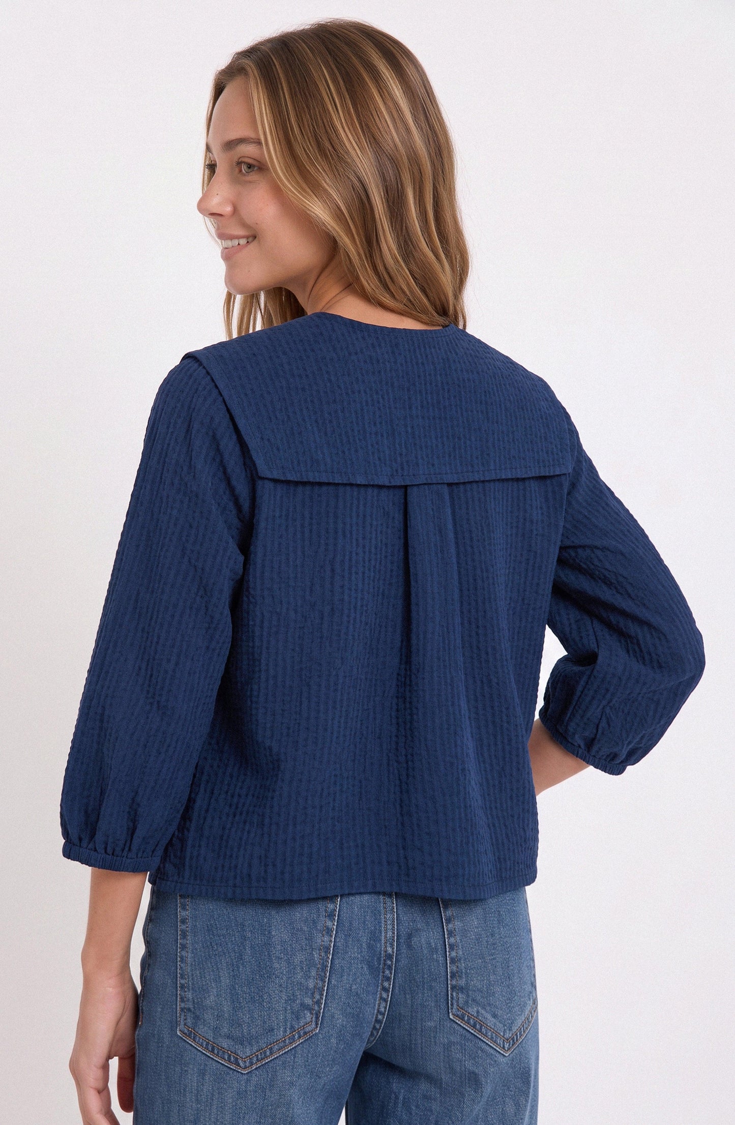 Bobo Collar Blouse Vichy Blue
