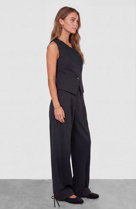Black Tencel Tailored Vest