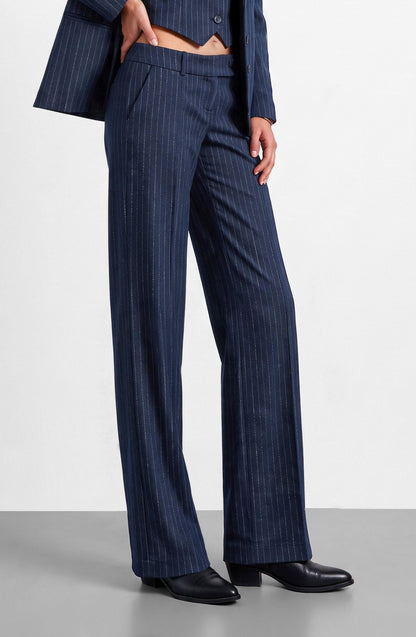 Blue Lurex Pinstripe Tailored Pants