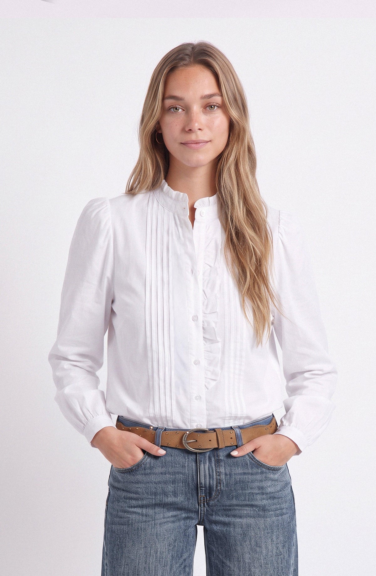 Front Flounce Blouse White