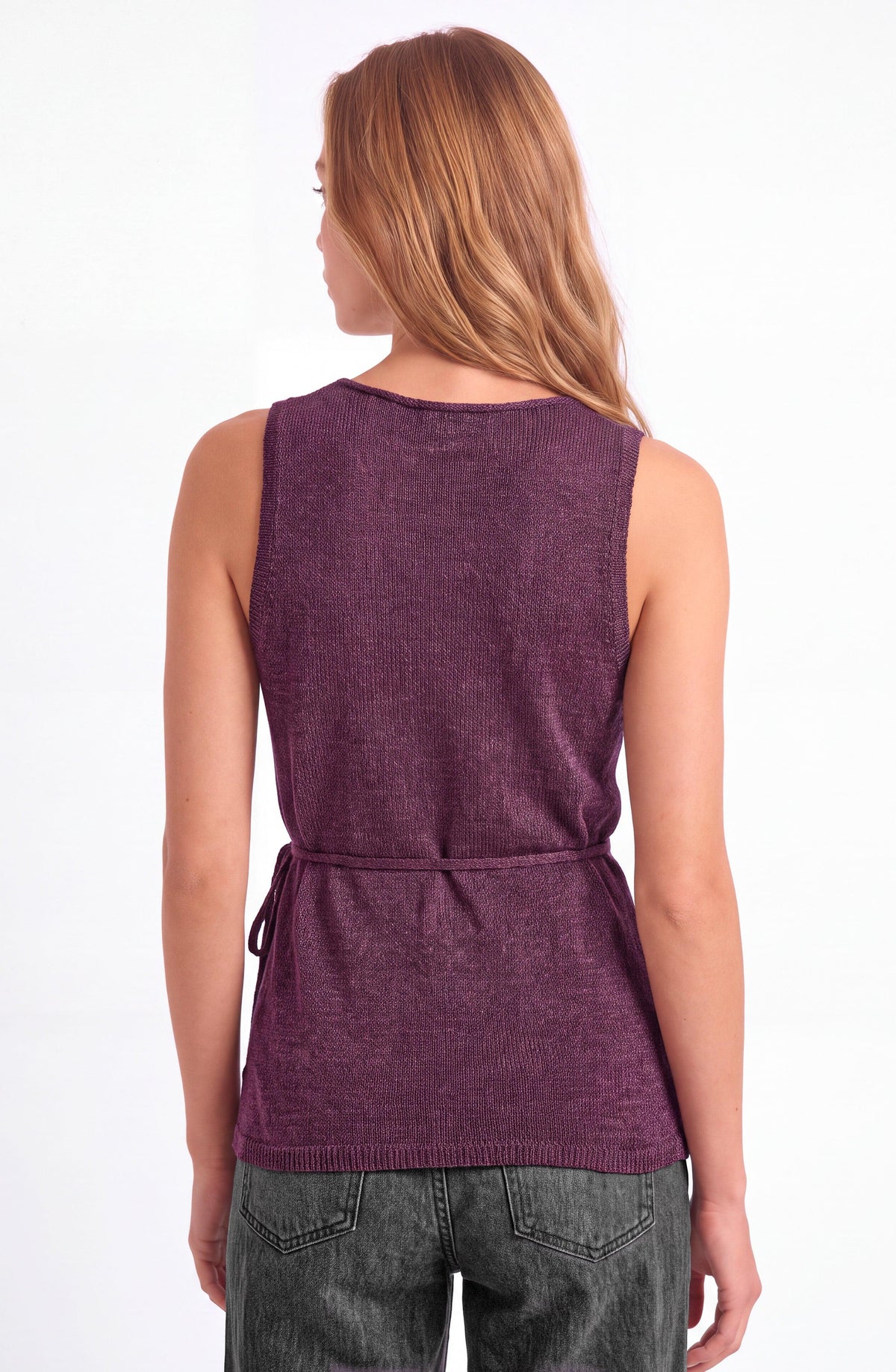 Purple Knit Bow Vest