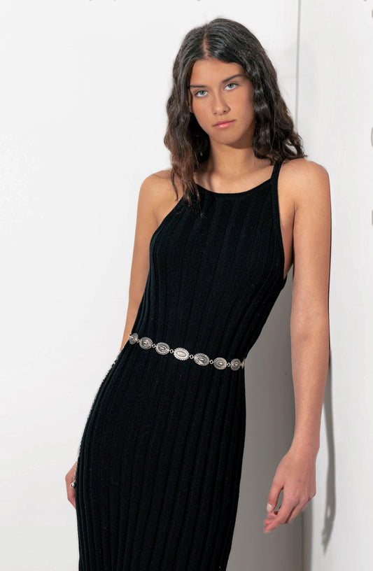 Black Halter Knit Dress
