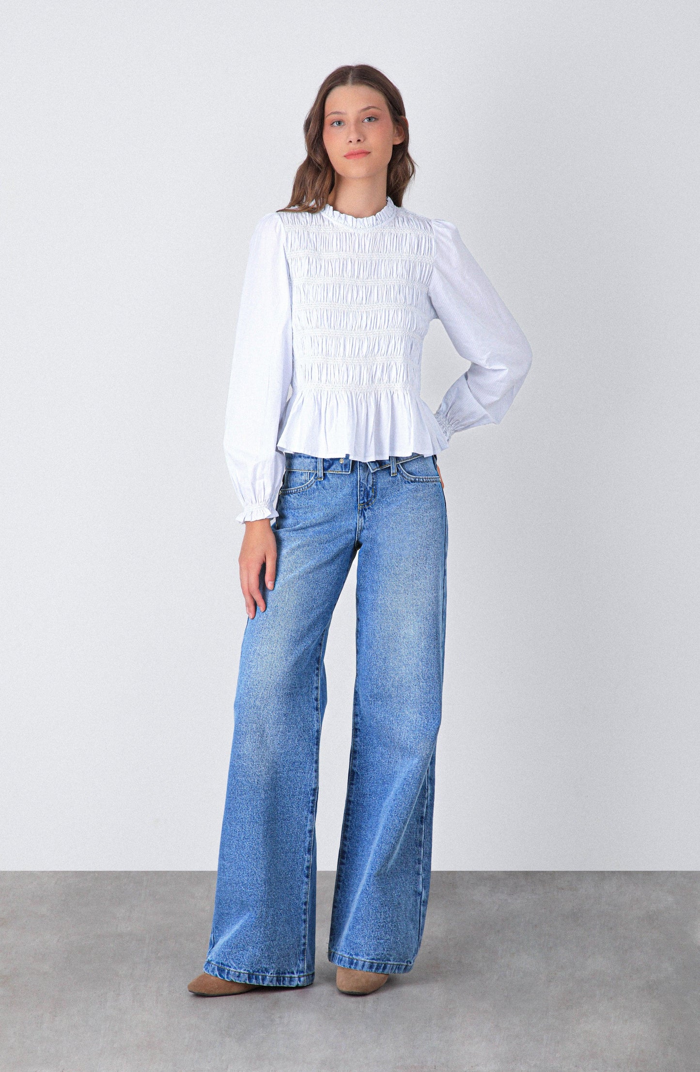 Blue Inverted Waistband Pants
