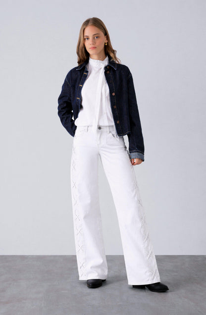 White Side Stripe Pants