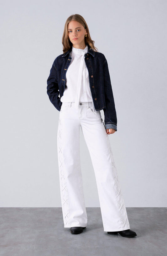 White Side Stripe Pants