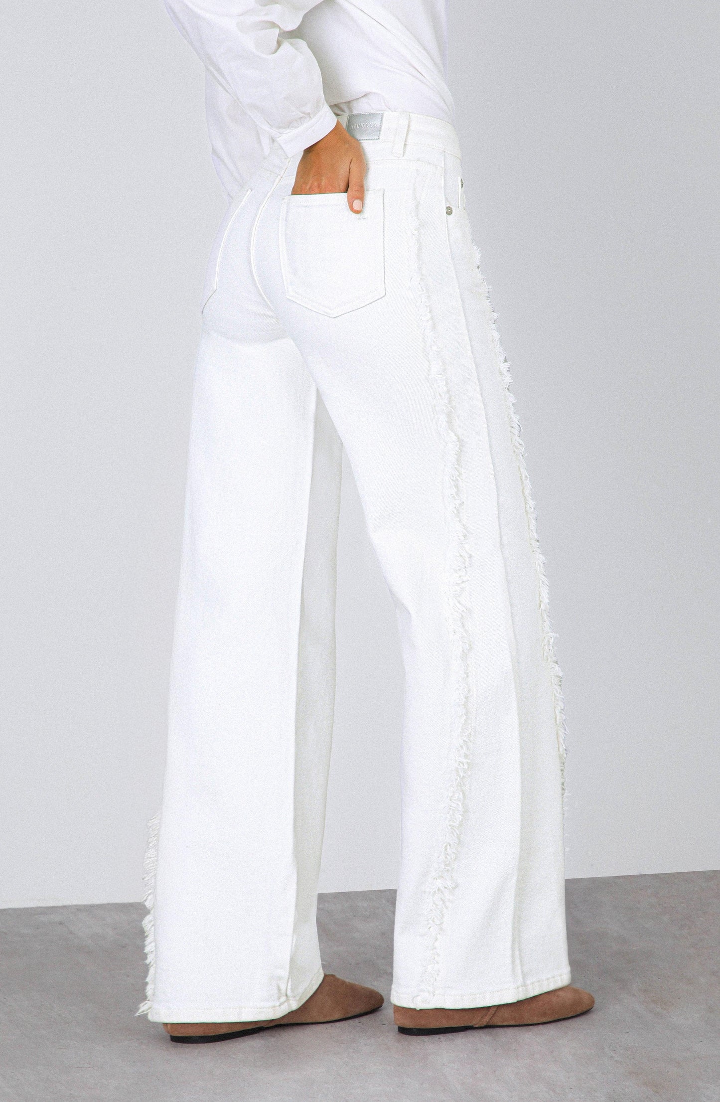 White Fringe Pants