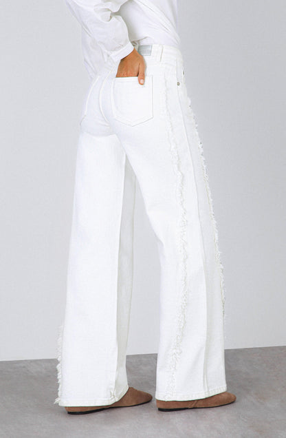 White Fringe Pants