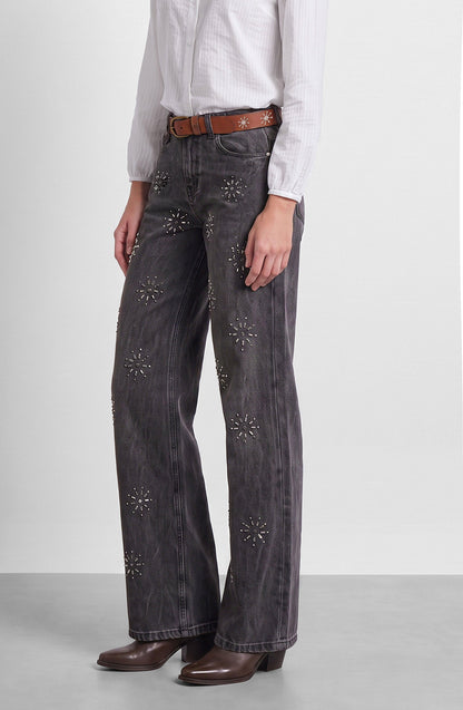 Grey Shimmer Floral Pants