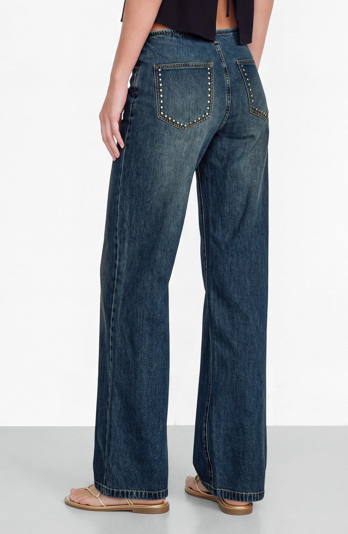Blue Studded Pants Without a Waistband