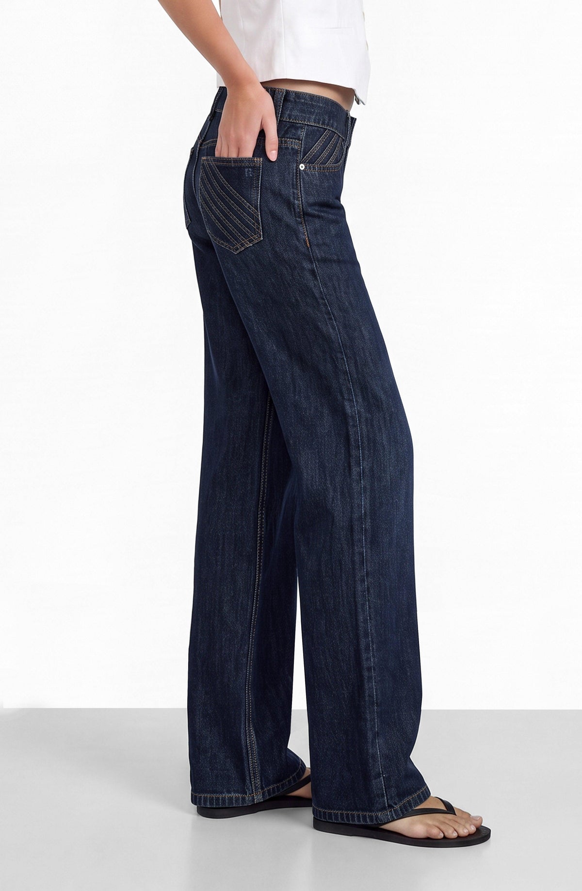 Indigo Pleated Denim Pants