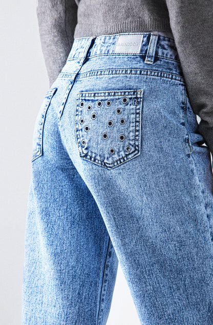 Blue Pocket Ojal Pants