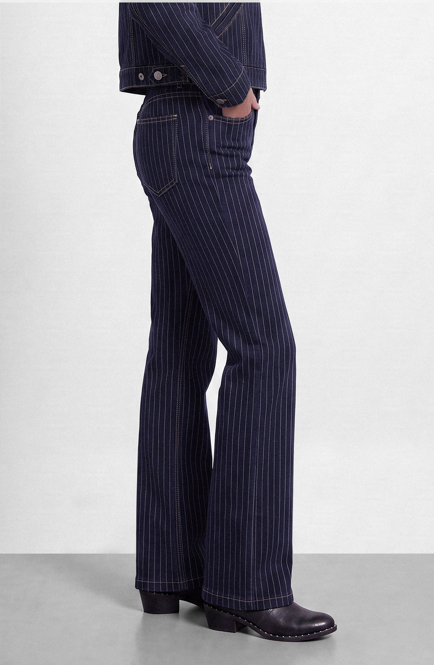 Indigo Striped Denim Pants
