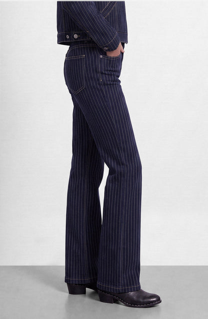 Indigo Striped Denim Pants