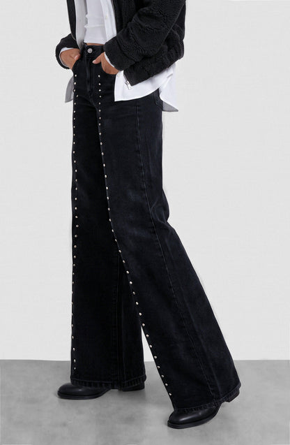 Gray Star Stud Cutout Pants