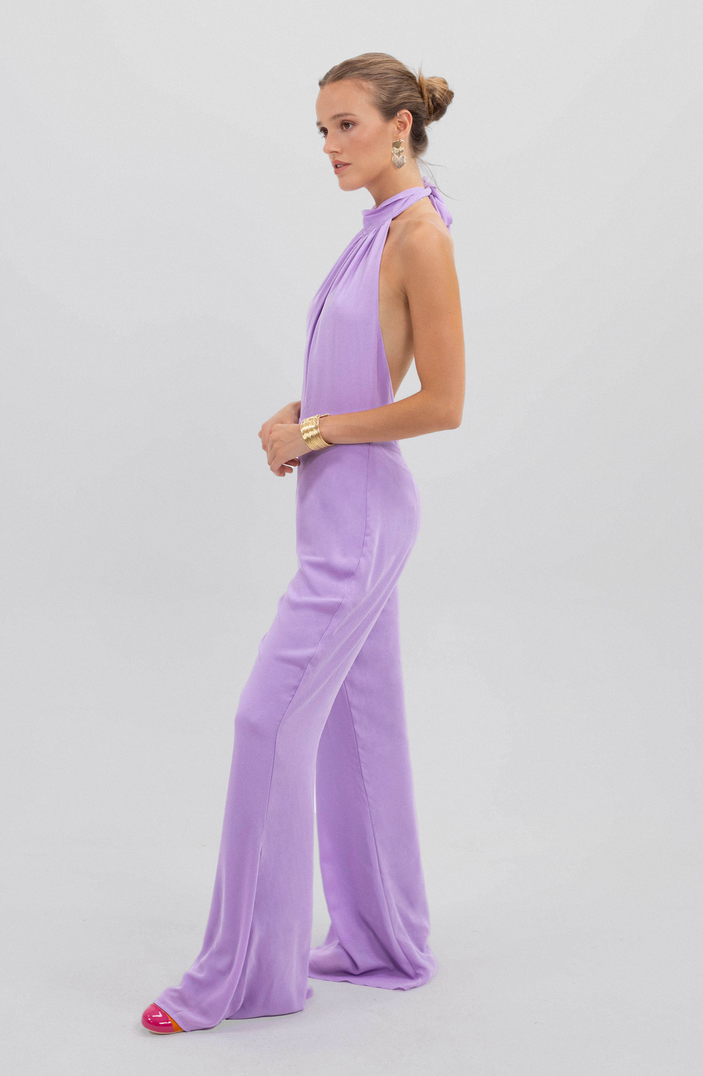 Halter One Piece Jumpsuit Lila