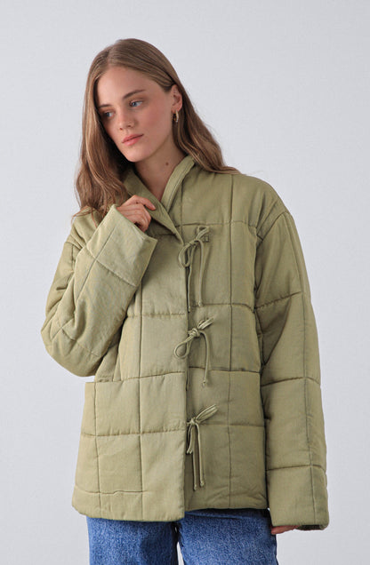 Pistachio Quilted Jacket with Straps