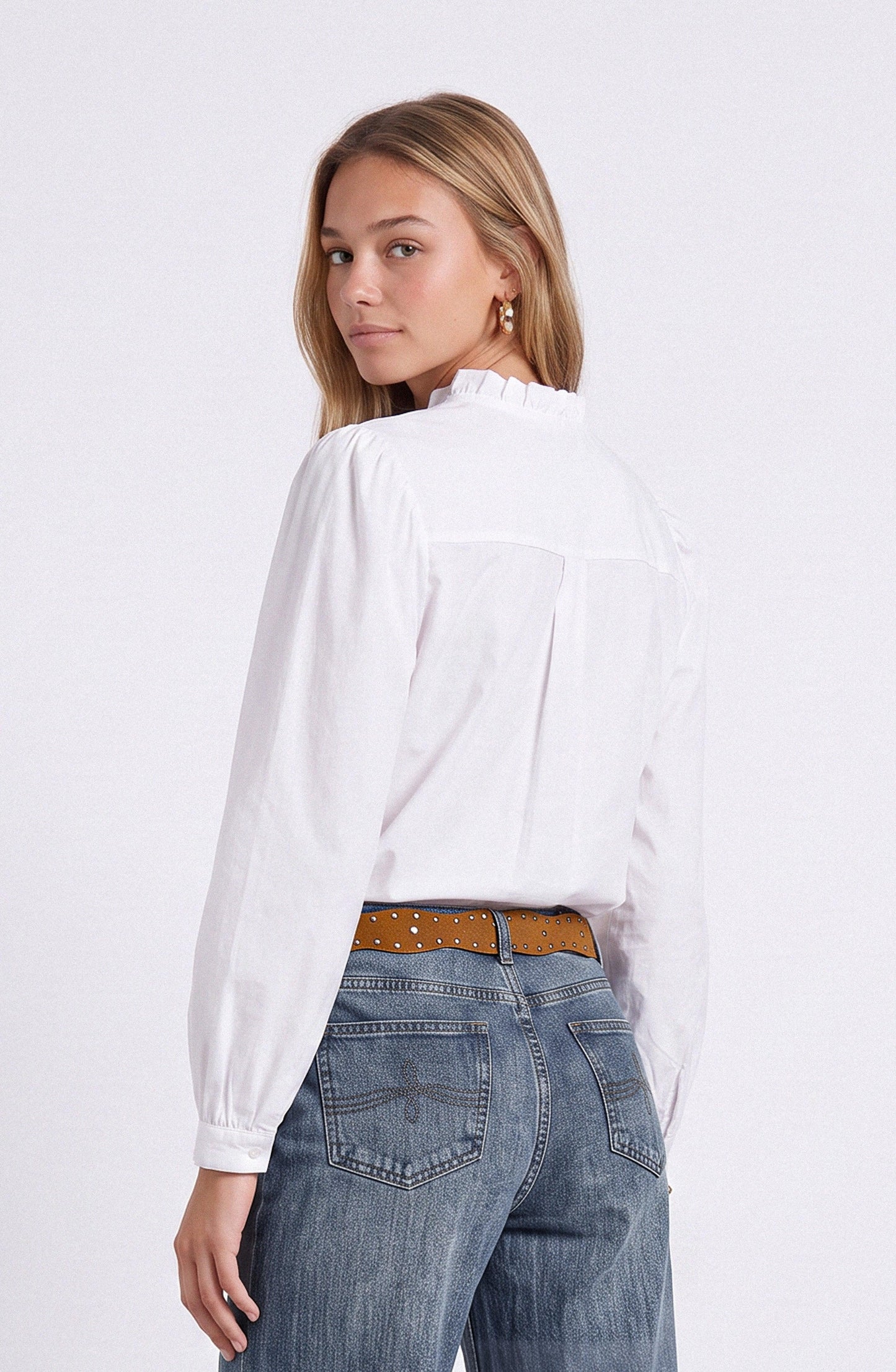 Front Flounce Blouse White