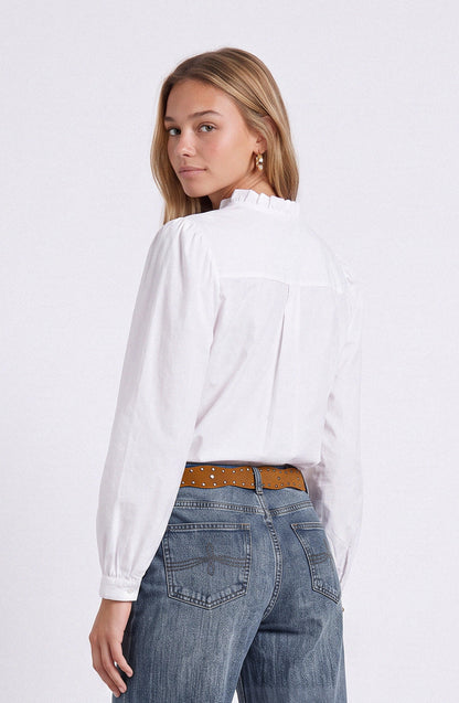 Front Flounce Blouse White