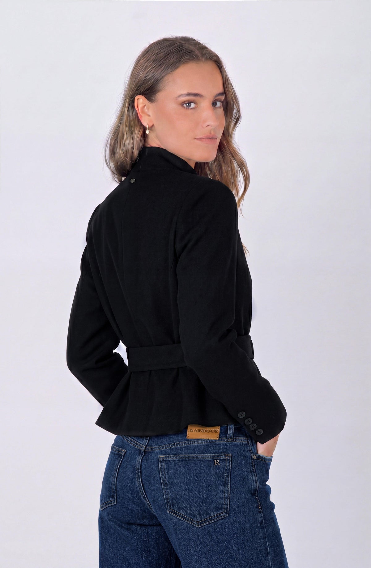 Black Double-Breasted Bow Blazer