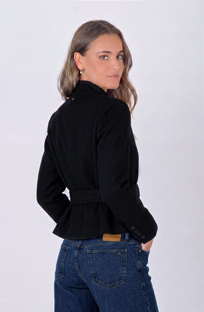 Black Double-Breasted Bow Blazer