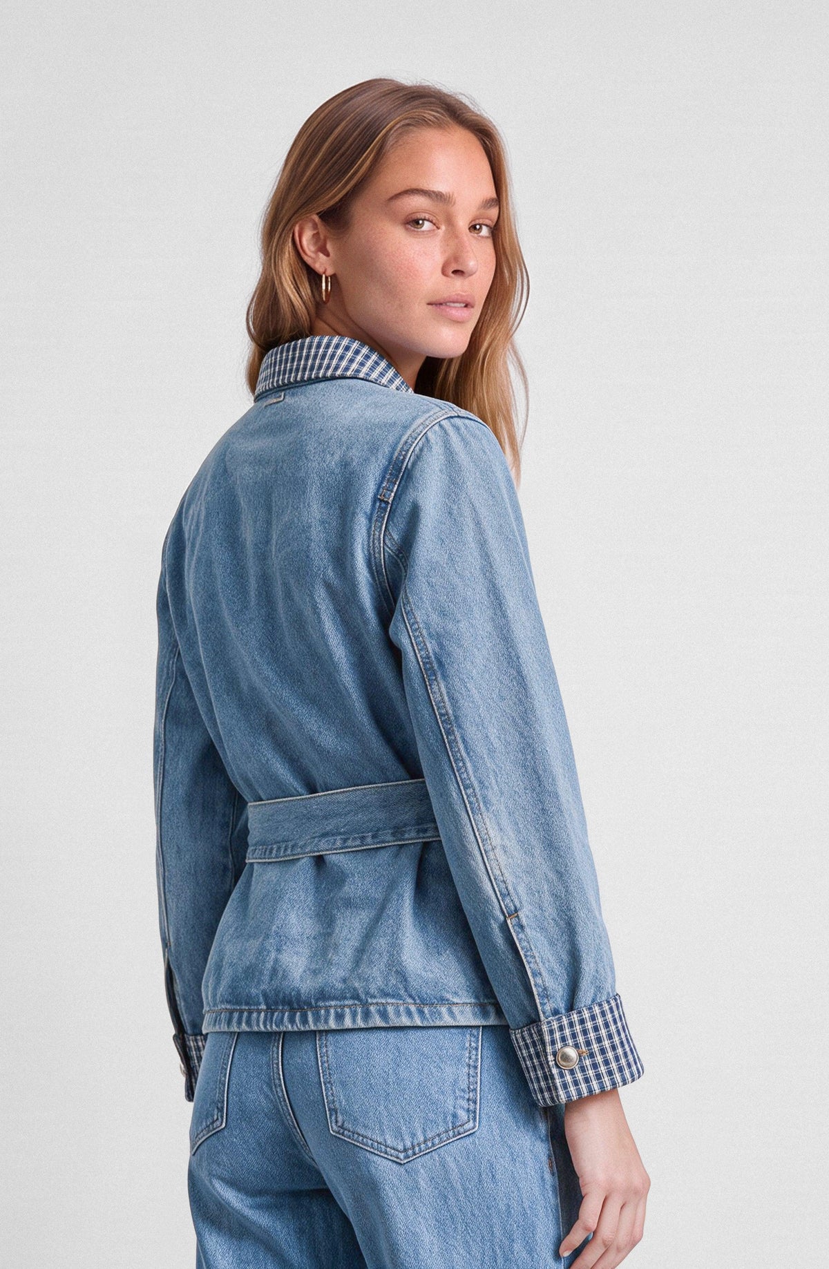 Blue Print-Detail Jacket