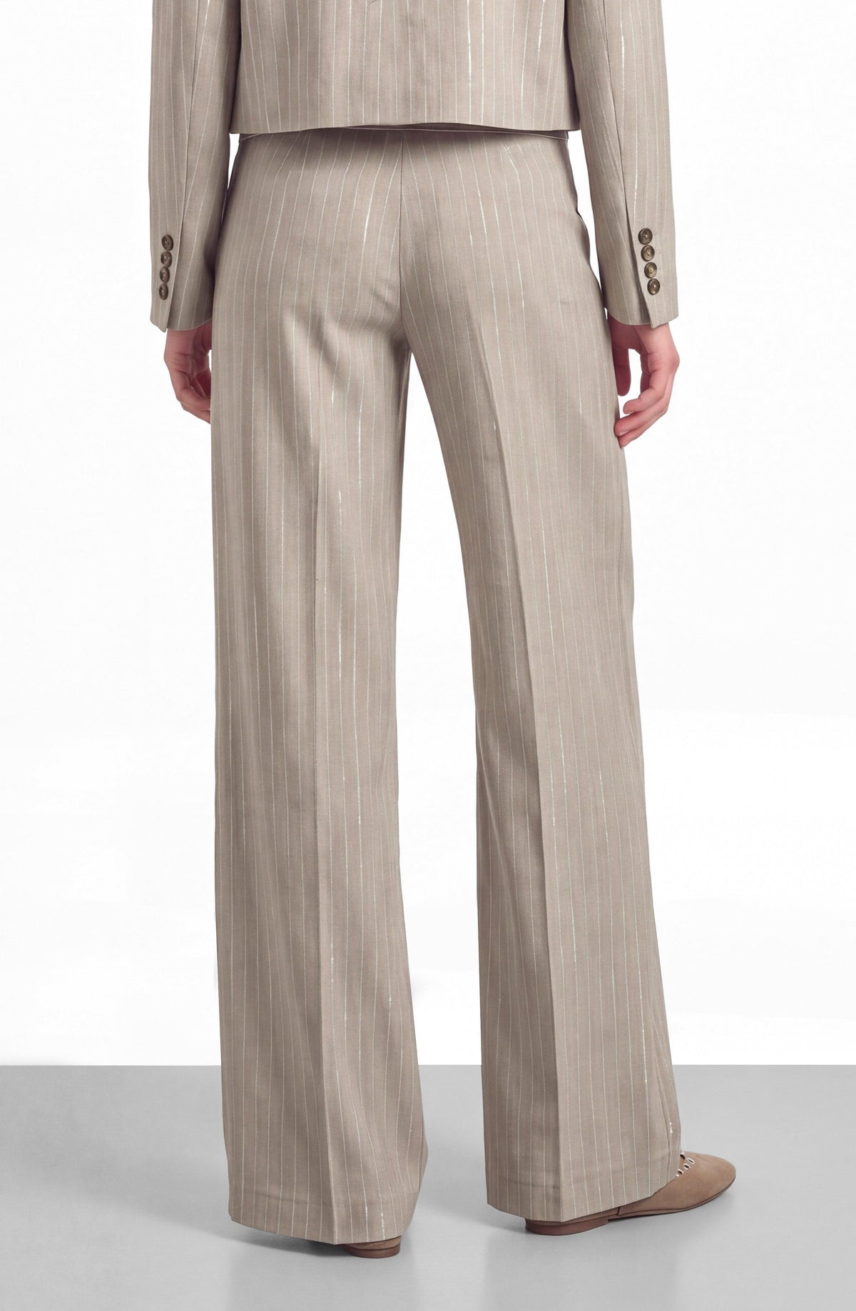 Beige Lurex Tailored Pants