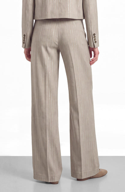 Beige Lurex Tailored Pants