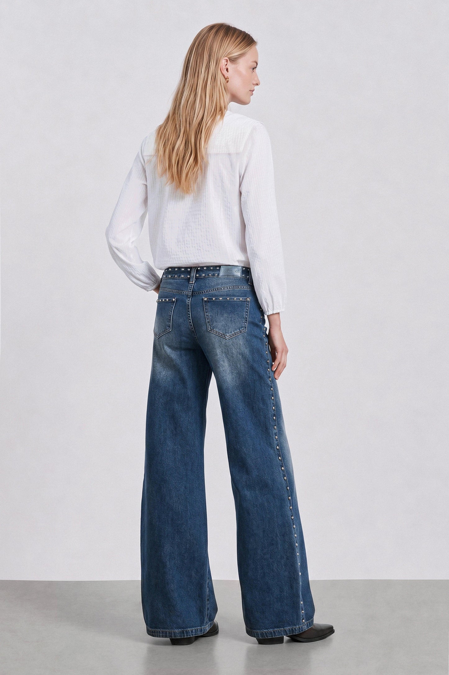 Light Blue Studded Waistband Pants
