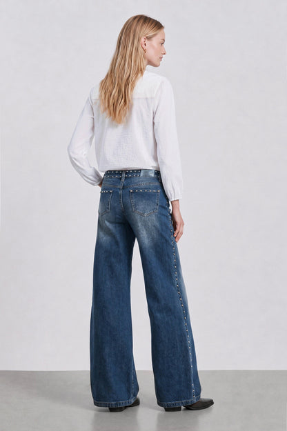 Light Blue Studded Waistband Pants