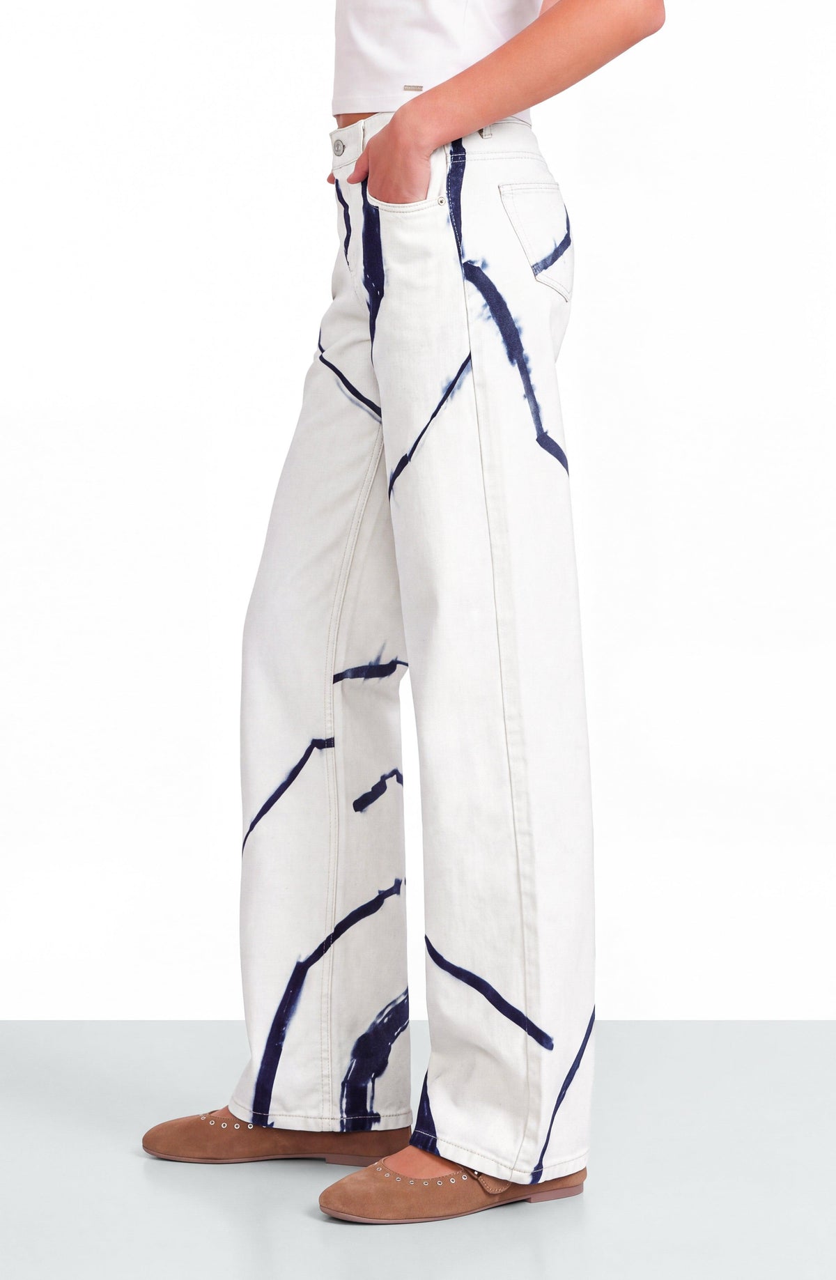 White Tie-Dye Pants