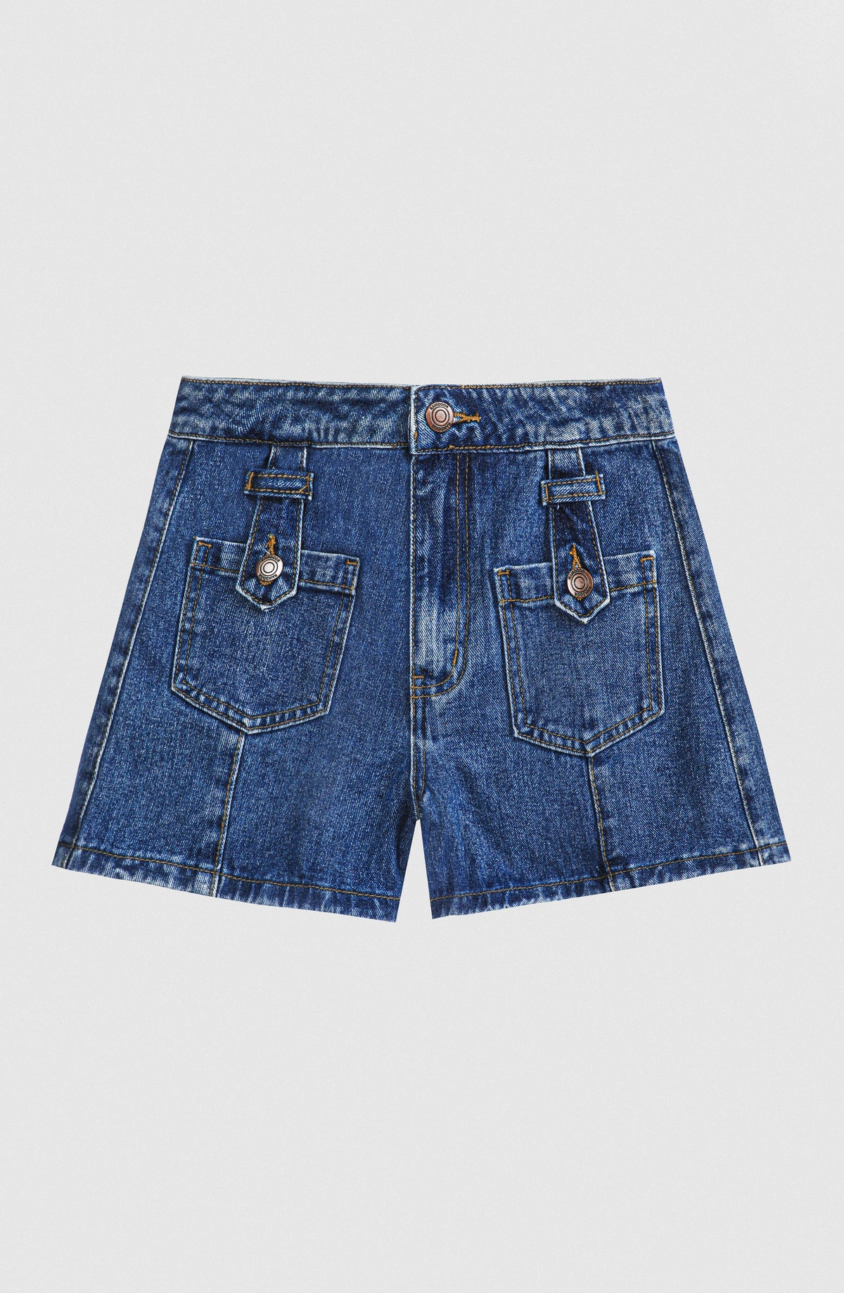 Blue Front-Pocket Shorts
