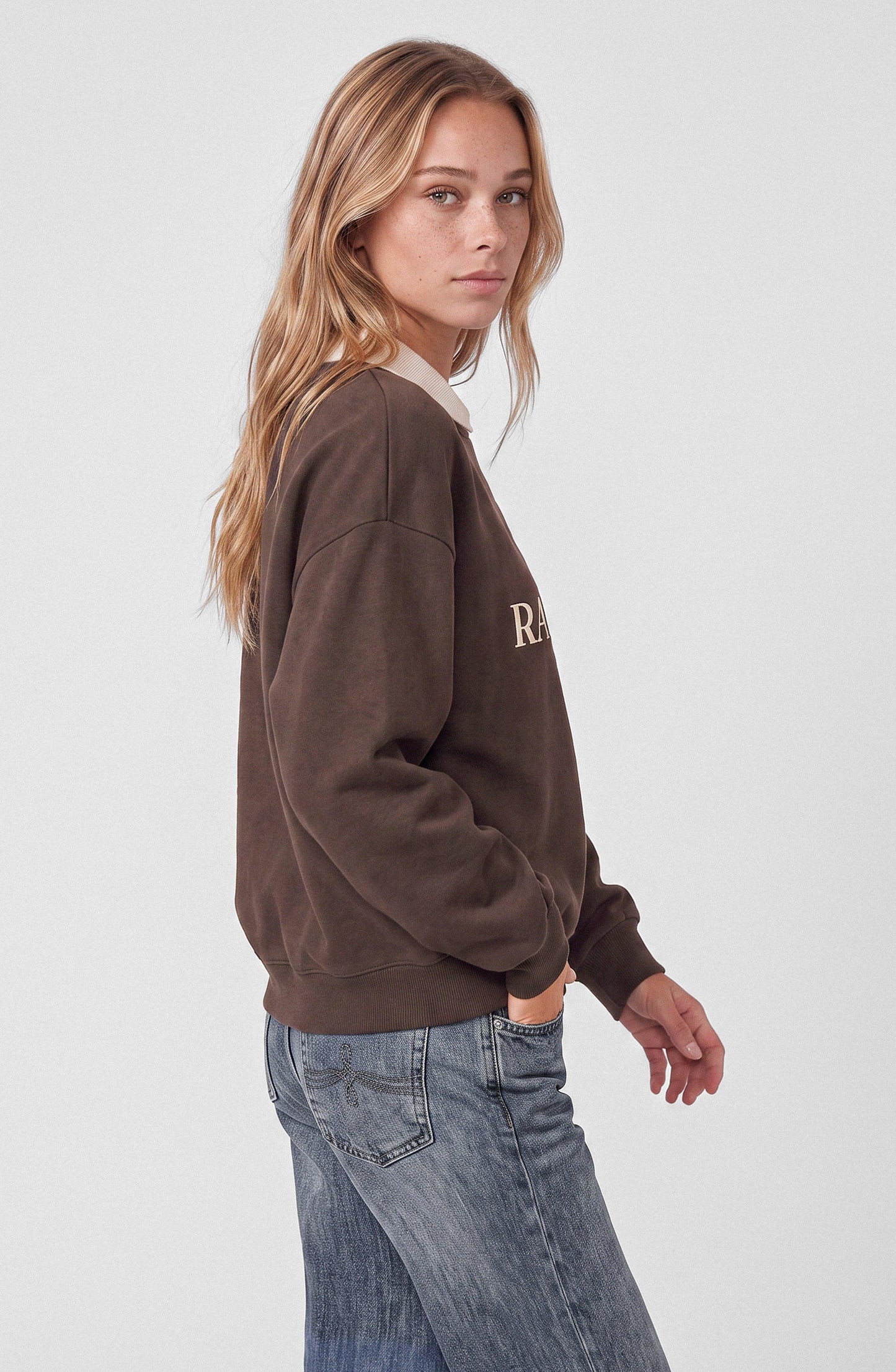 Sweatshirt Crewneck Polo Brown