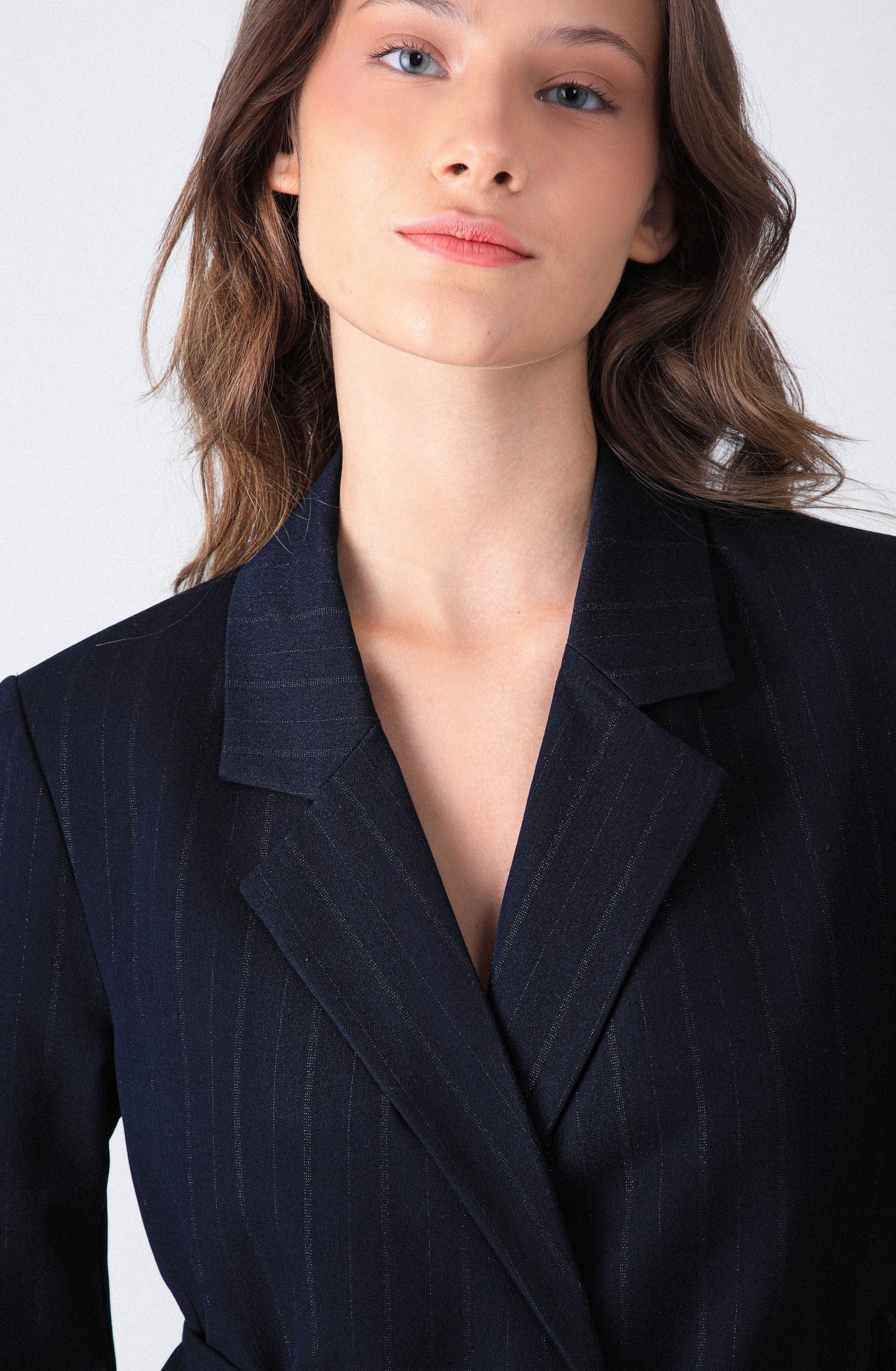 Navy Lurex Striped Blazer