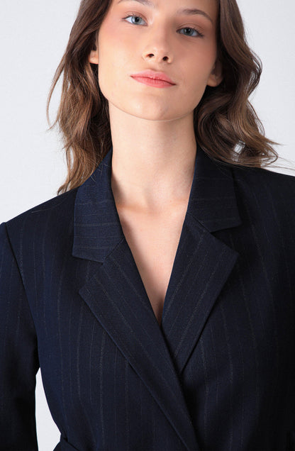 Navy Lurex Striped Blazer