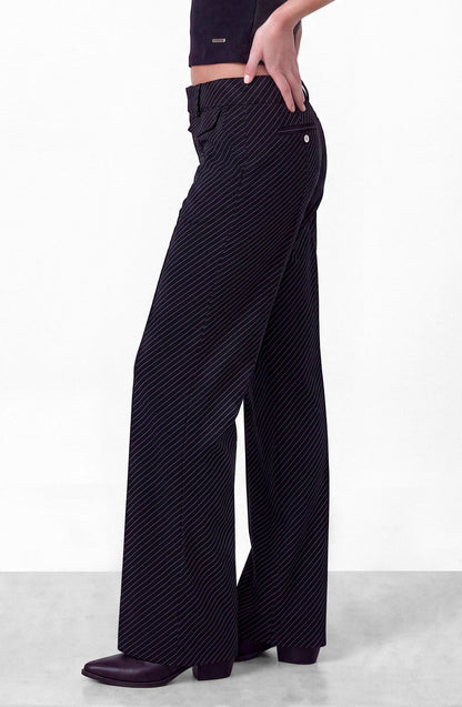 Black Pinstripe Tailored Pants