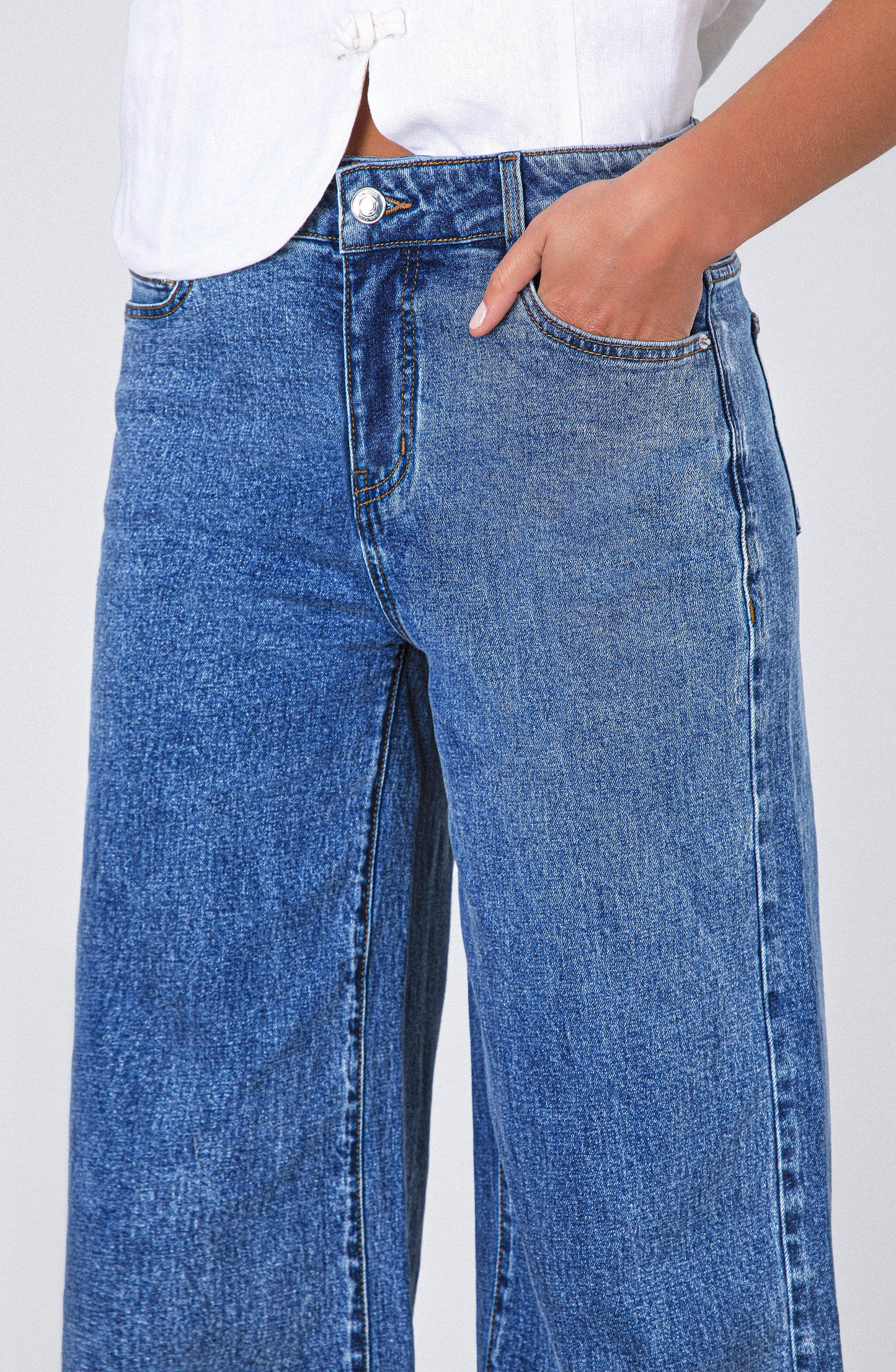 Blue Low Rise Pants