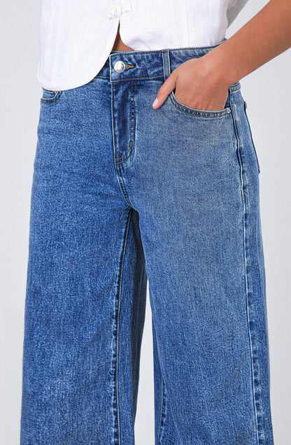 Blue Low Rise Pants