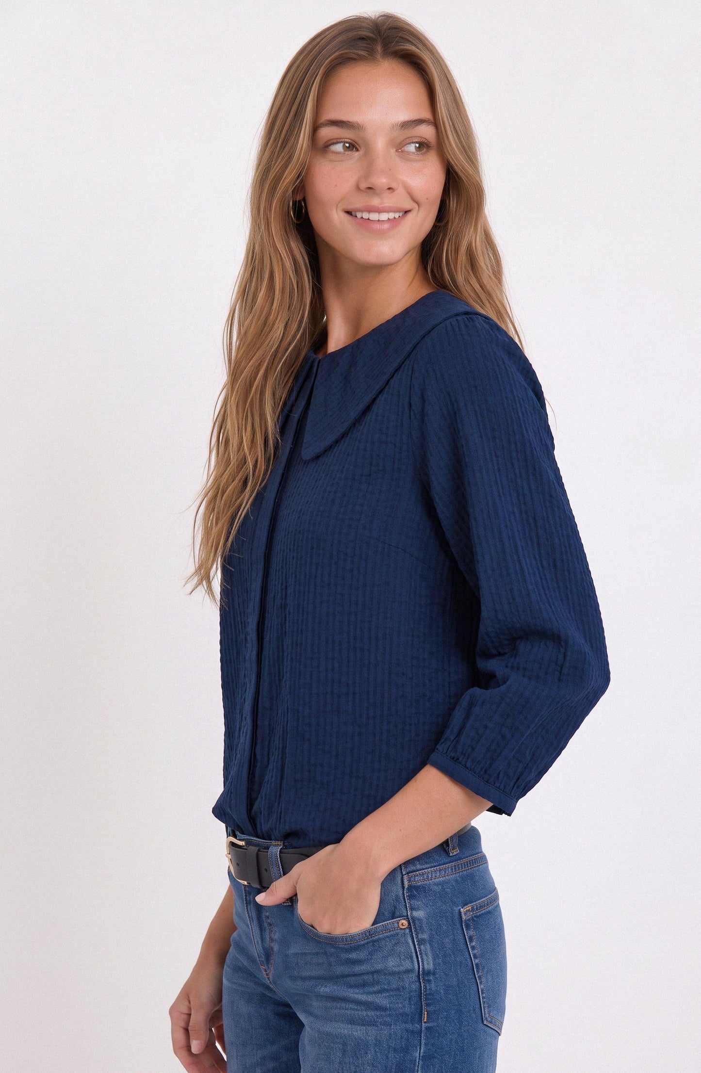 Bobo Collar Blouse Vichy Blue