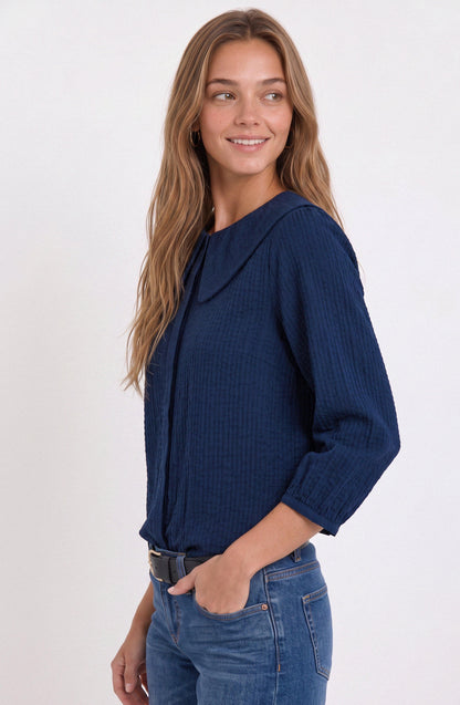Bobo Collar Blouse Vichy Blue