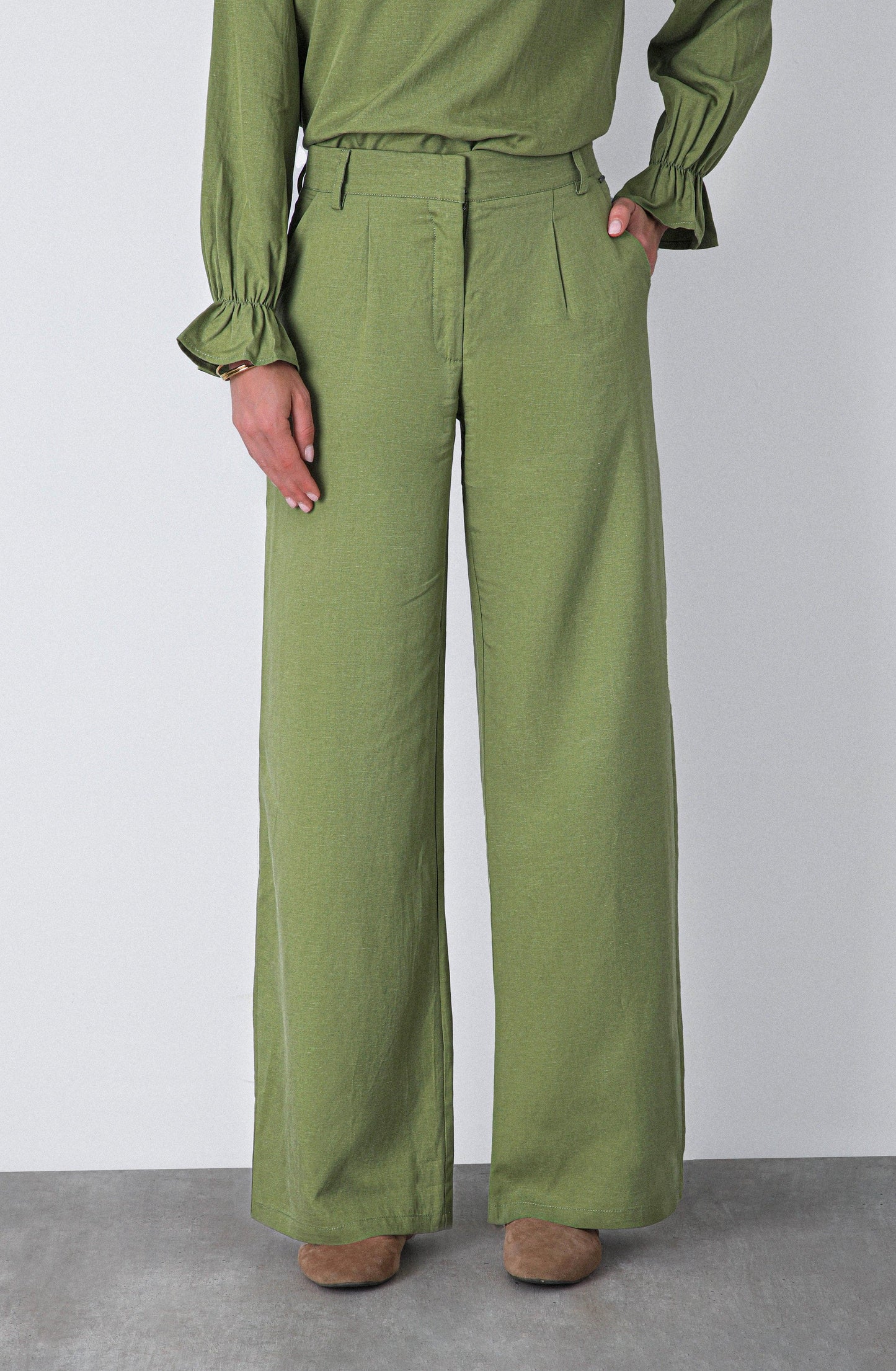 Green Straight Pants