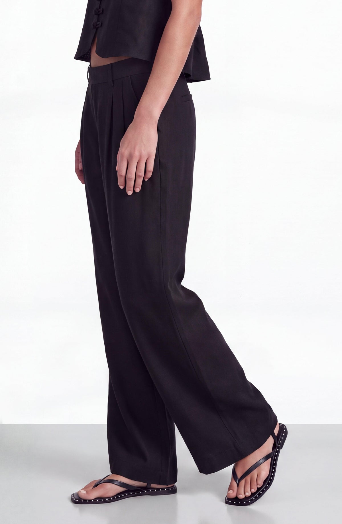 Black Linen Tailored Pants