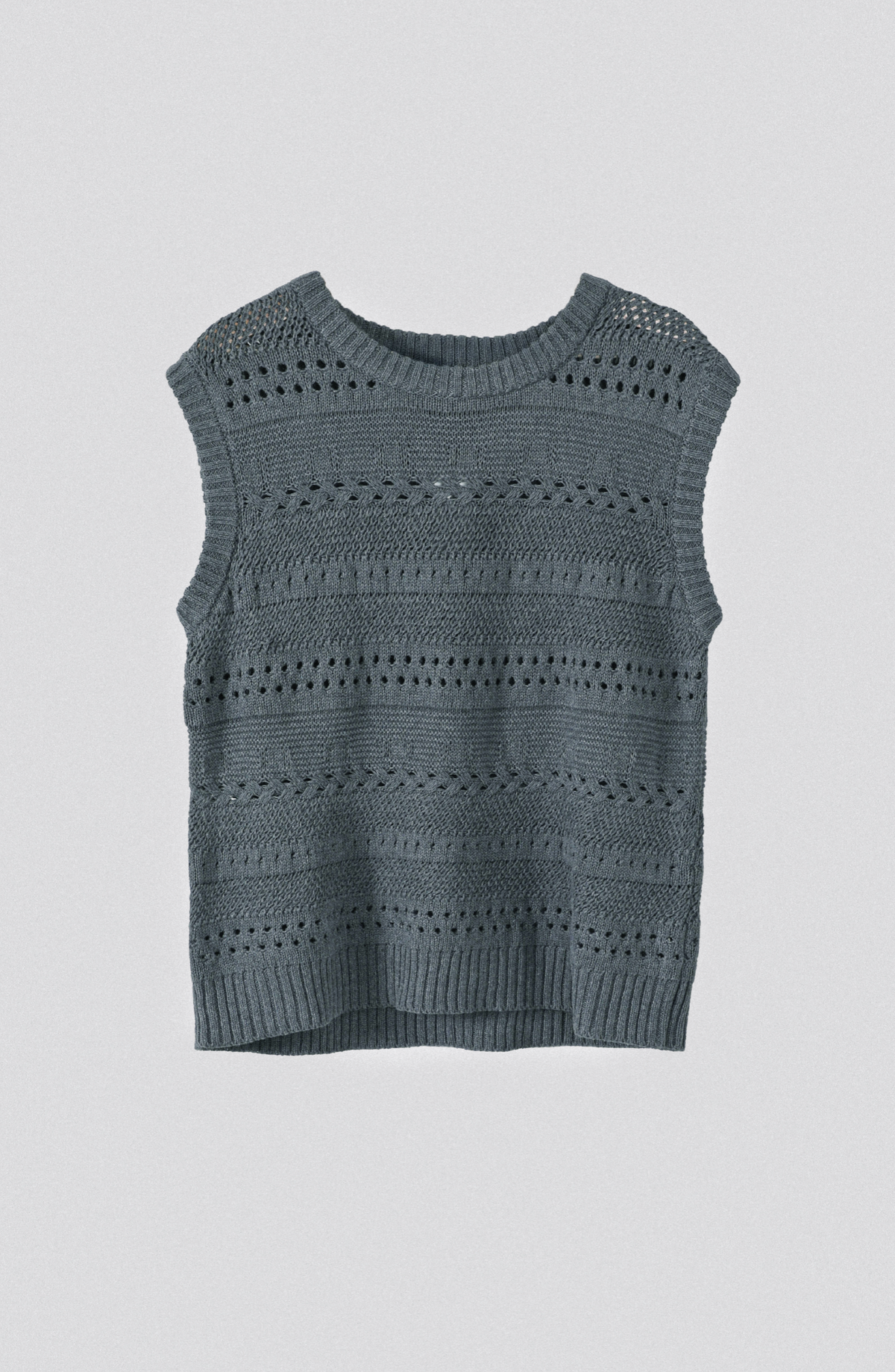 Gray Cable-Knit Sweater Vest