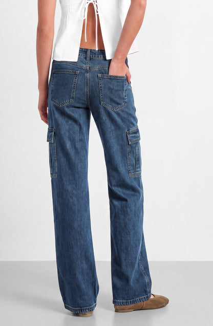 Blue Denim Cargo Pants