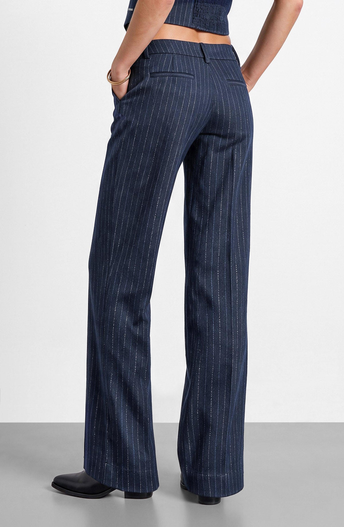Blue Lurex Pinstripe Tailored Pants