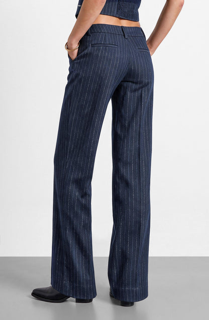 Blue Lurex Pinstripe Tailored Pants