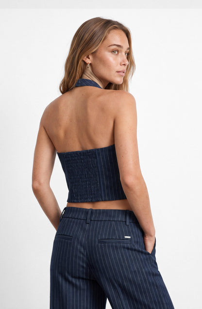 Blue Lurex Striped Vest