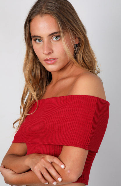 Red Bardot Top