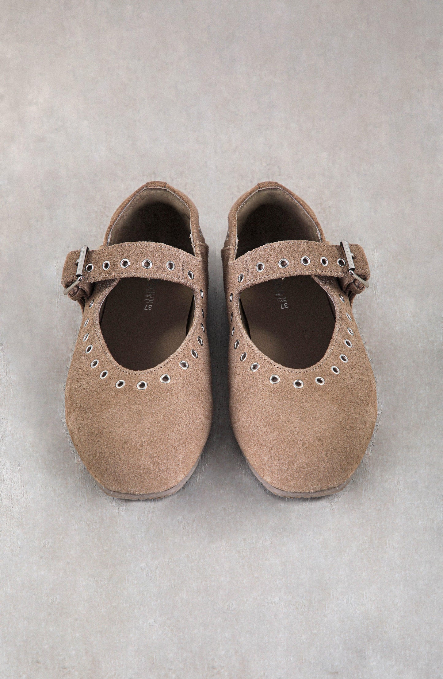 Taupe Eyelet Ballet Flats