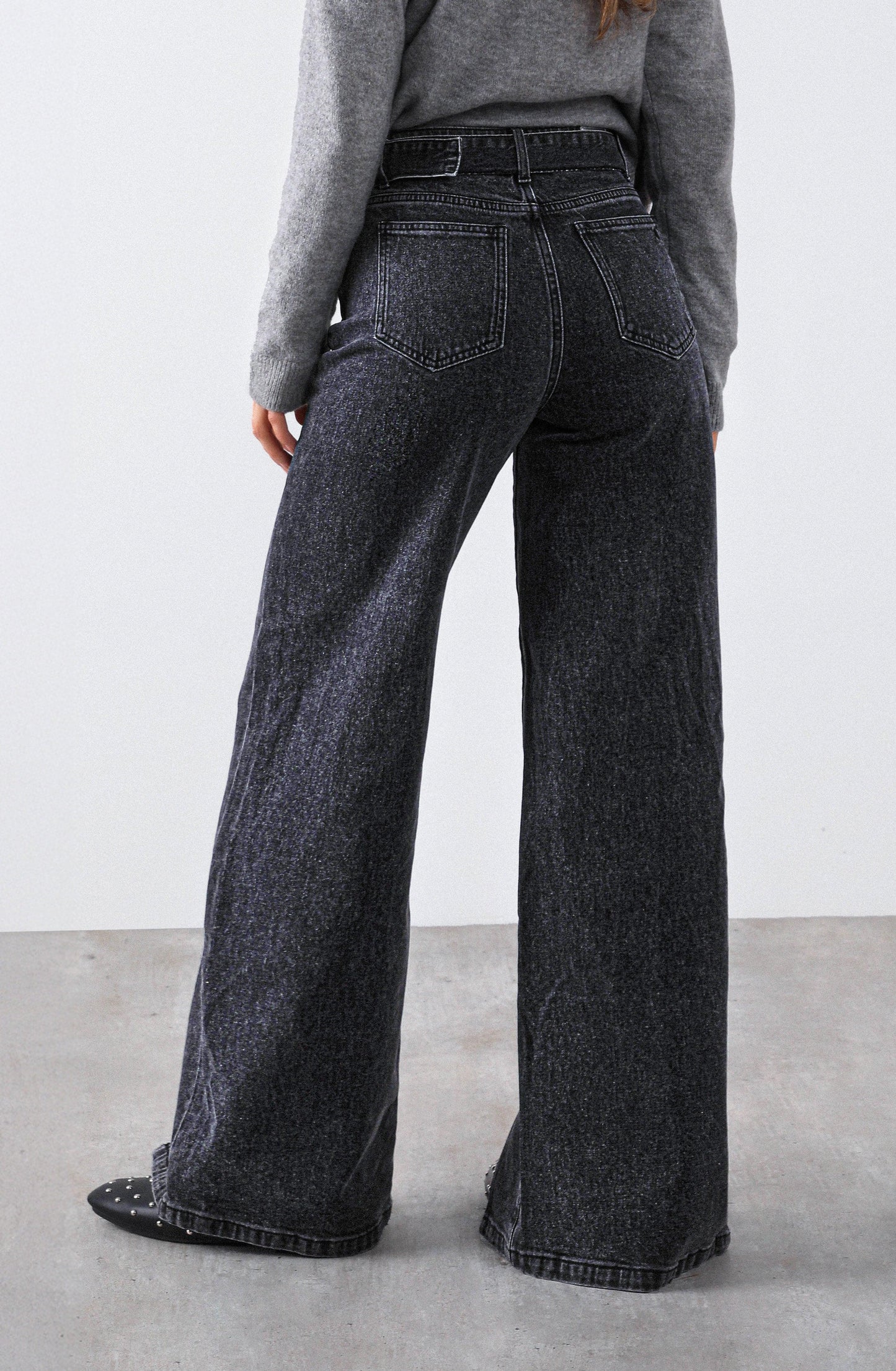 Black Belted Slit Pants
